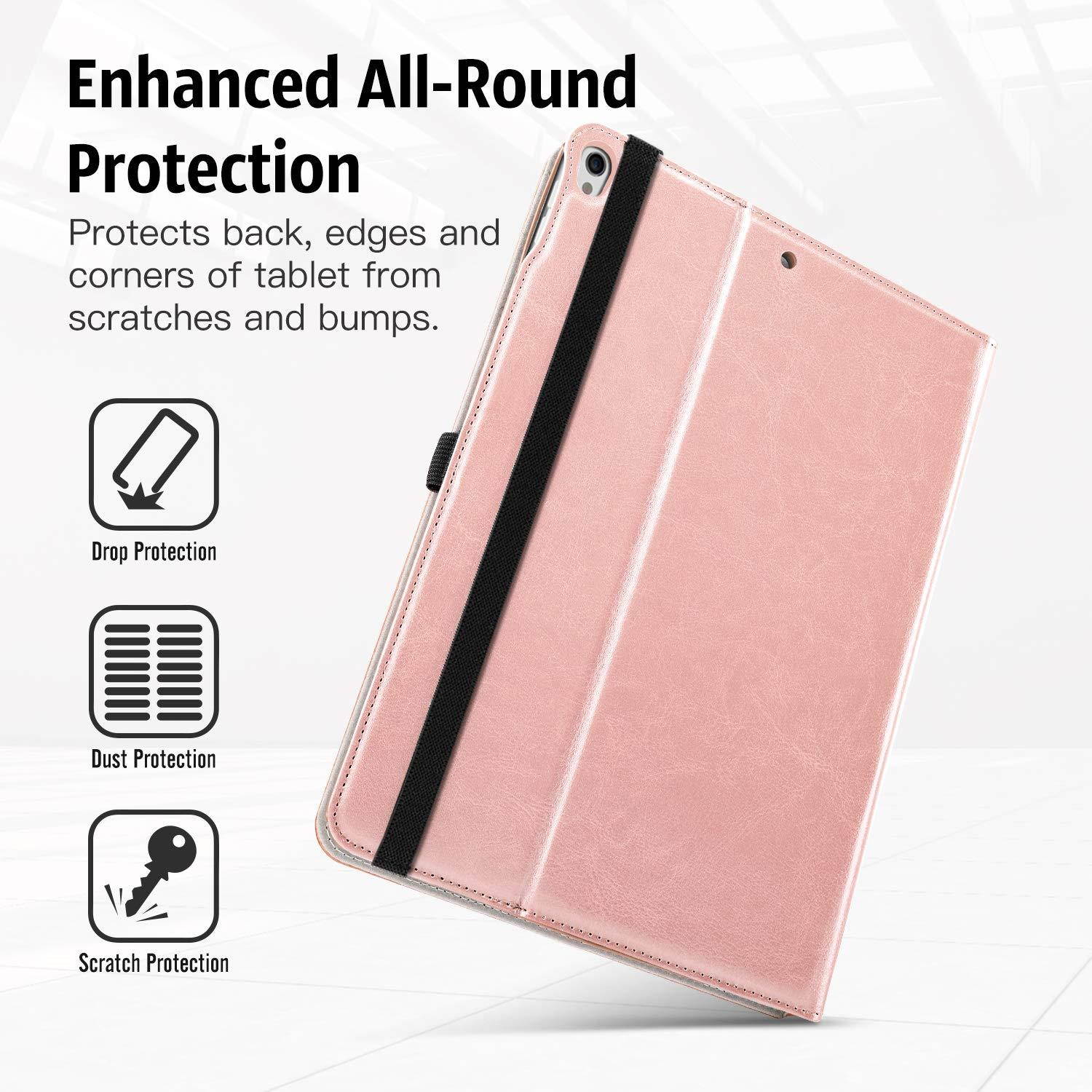 MoKo Case Fit New iPad Air (3rd Generation) 10.5" 2019/iPad Pro 10.5 2017 - Slim Folding Stand Folio Cover Case with Auto Wake/Sleep and Document Card Slots, Multiple Viewing Angles - Rose Gold
