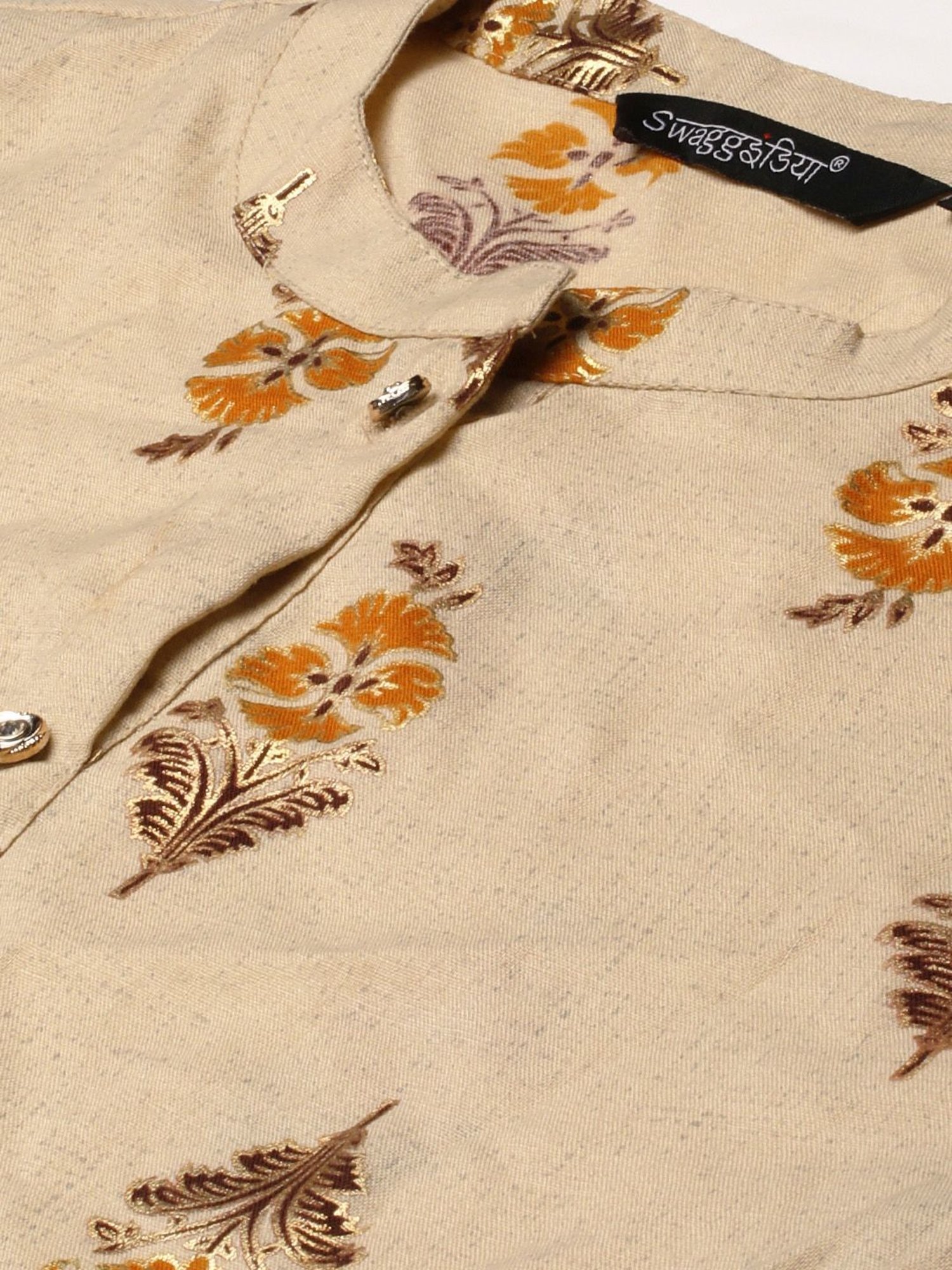 SWAGG INDIA Beige Printed Straight Kurta