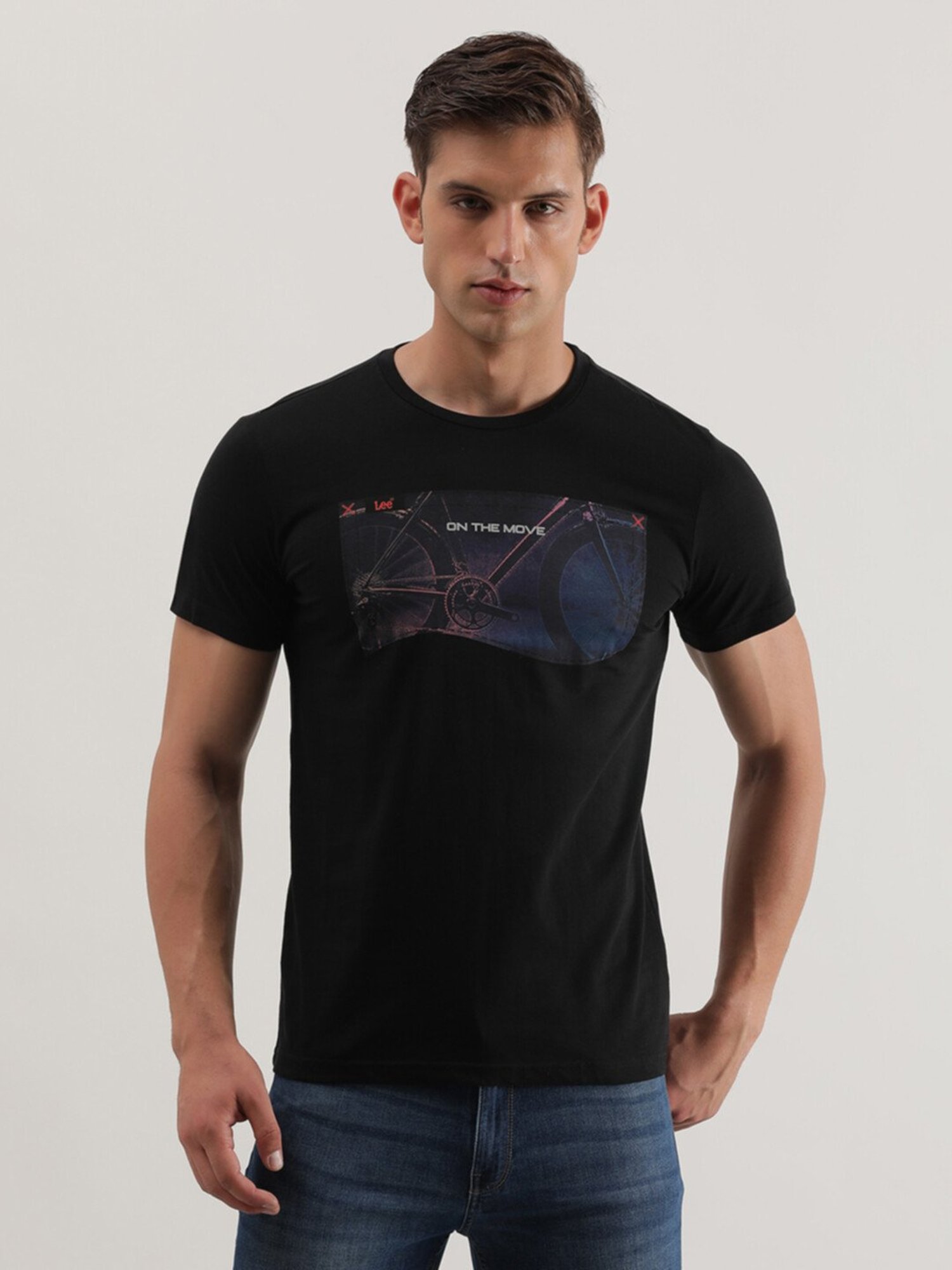 Lee Black Slim Fit Graphic Print Crew T-Shirt