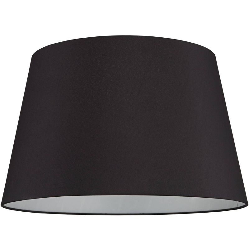 Springcrest Black Faux Silk Large Tapered Drum Lamp Shade 15" Top x 19.5" Bottom x 12" Slant x 12" High (Spider) Replacement with Harp and Finial