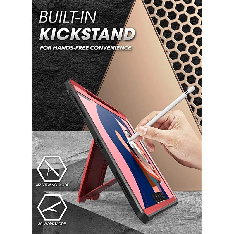 UB Pro Series Case for iPad Pro 11 2020 Support Apple Pencil Charging with Builtin Screen Protector FullBody Rugged Kickstand Protective Case for iPad Pro 11 inch 2020 Release MetallicRed