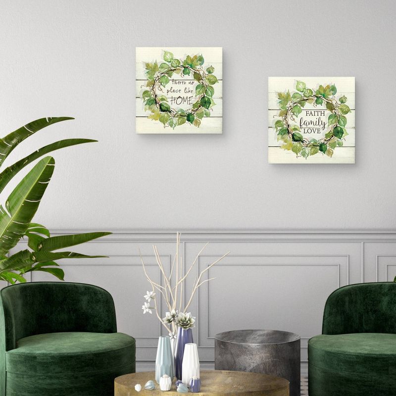 Set of 2 Corinthians' Wreath & Faith Family Love Wrapped Unframed Canvas - Masterpiece Art Gallery