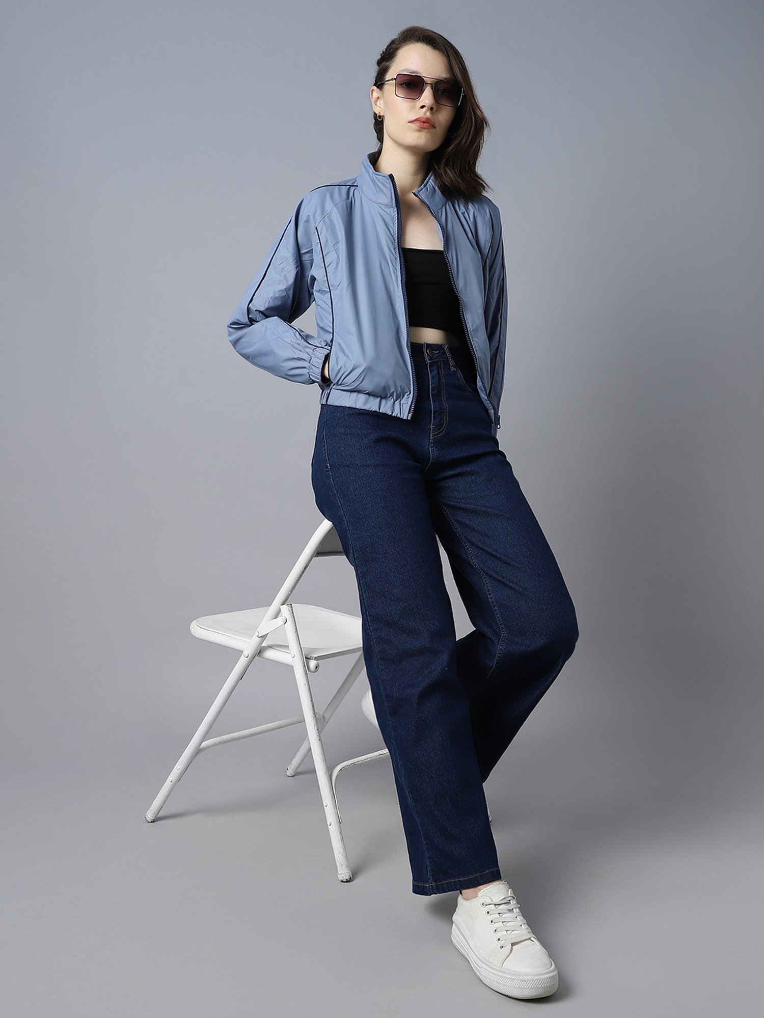 High Star Grey Polyester Regular Fit Sports Jacket