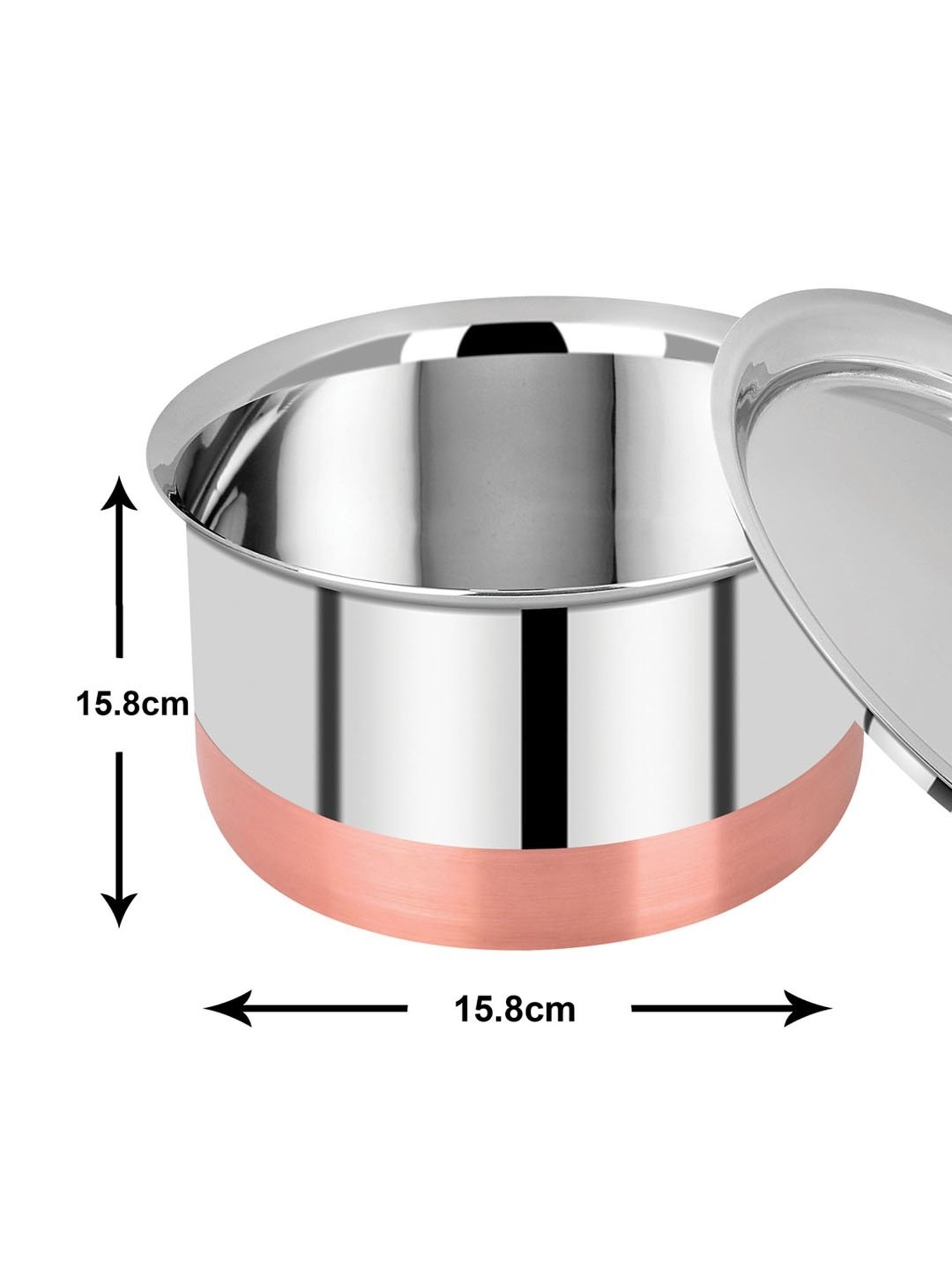 ACQUA SHINE Silver Copper Bottom Stainless Steel 15.8 cm Tope With Lid (900 ml) - Set of 1