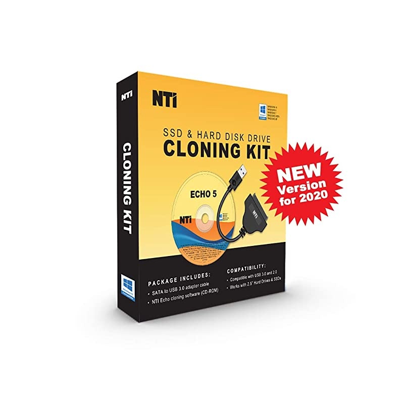Cloning Kit for SSD and Hard Disk Drives | New Version | Best Hard Drive Upgrade Kit | Echo Cloning Software and Advanced HighSpeed SATAtoUSB 3020 Adapter Cable Included