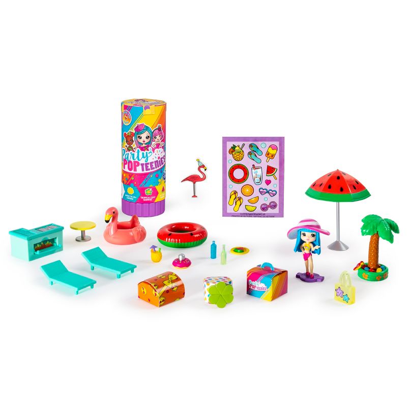Party Popteenies Summer Pop Party Pool Time Set with Exclusive Collectible Dolls Party Accessories and Confetti