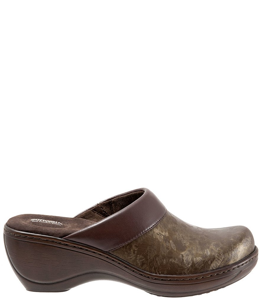 SoftWalk Murietta Leather Marble Print Clogs