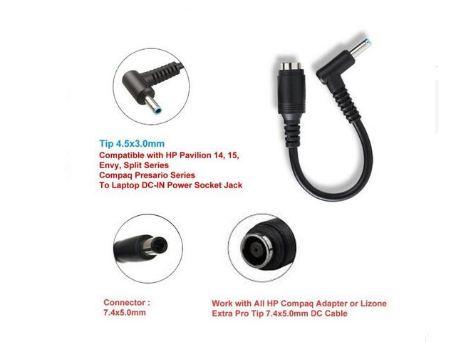 Laptop Adapter Tip Connector Converter for 7.4x5.0mm HP Stream Spectre Pavilion Envy Elitebook Split Chromebook/Dell Latitude Inspiron XPS Precision to 4.5x3.0mm Asus, Toshiba, Lenovo Ideapad