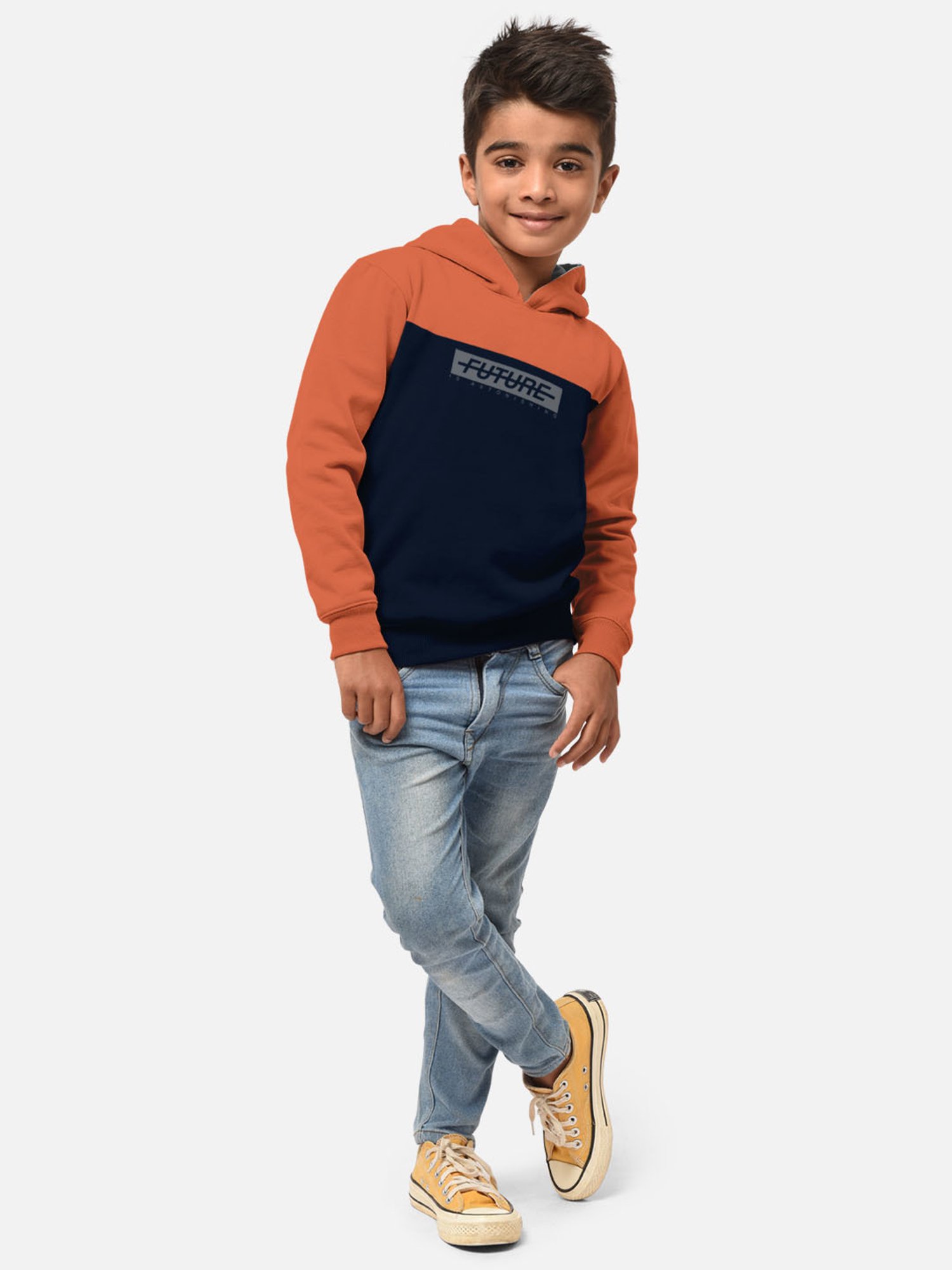 HELLCAT Orange & Navy Printed Full Sleeves T-Shirt (Pack Of 2)