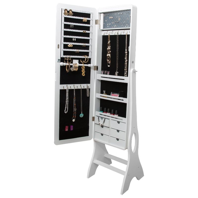 Ruby+Cash Mirrored Jewelry Armoire White