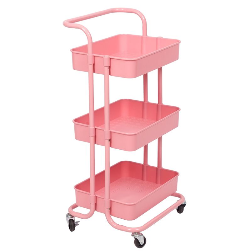 Pemberly Row 3 Tier Mobile Storage Caddy in Light Pink