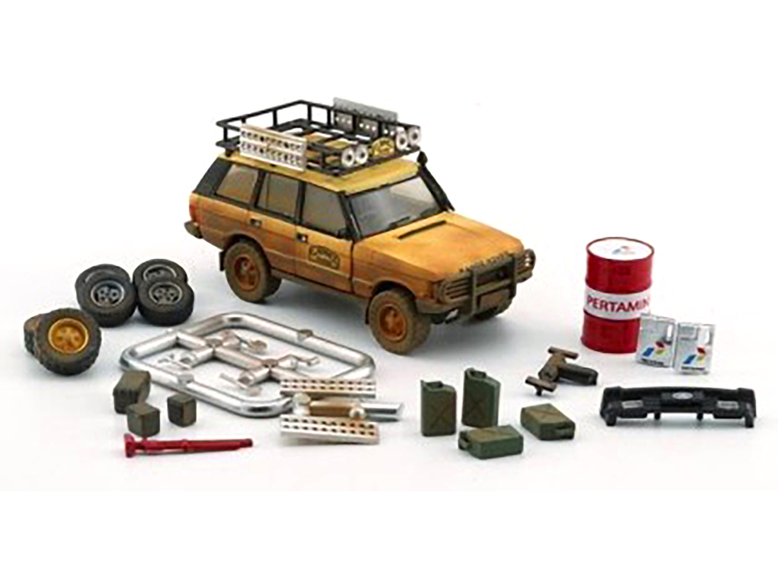1985 Land Rover Defender 110 County Station Wagon Russet Brown with White Top Limited Edition to 1800 pieces Worldwide 1/64 Diecast Model Car by Mini GT