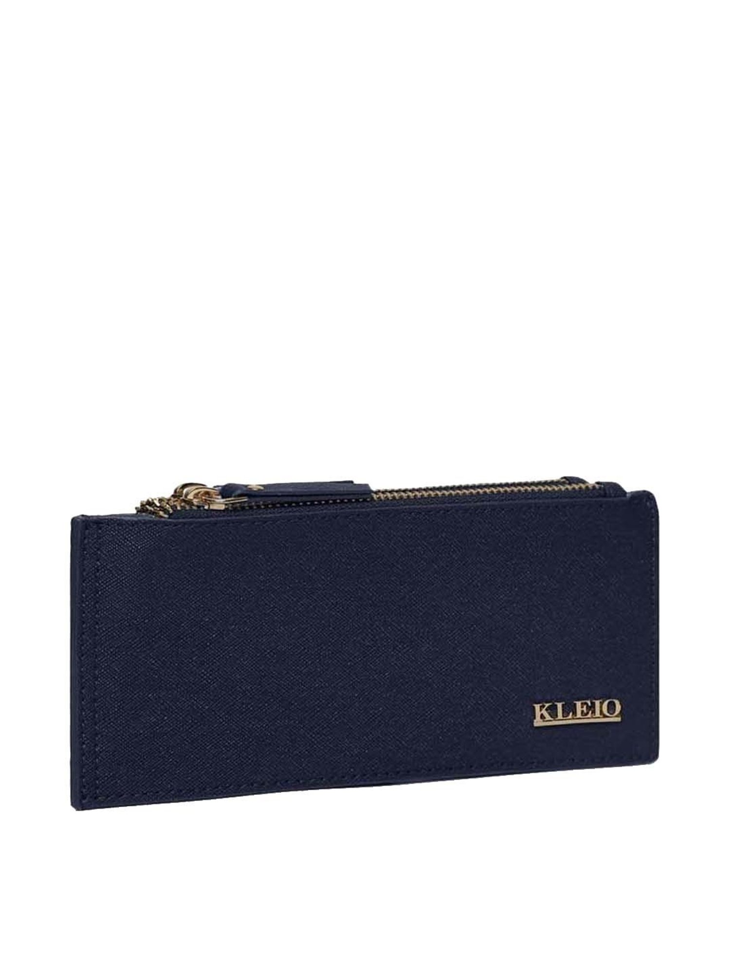 KLEIO Blue Solid Bi-Fold Wallet for Women