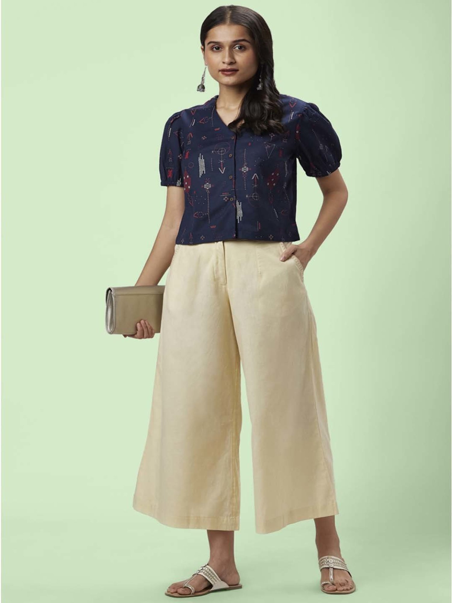 Akkriti by Pantaloons Navy Printed Top