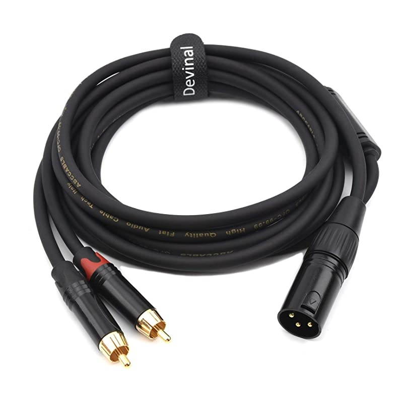 Dual RCA to XLR Male Cable Unbalanced XLR Y Splitter Patch Cable 2 Phono Plug to 1 XLR YCable Interconnect Duplicator Lead Cable Heavy Duty Baking Paint 6 feet