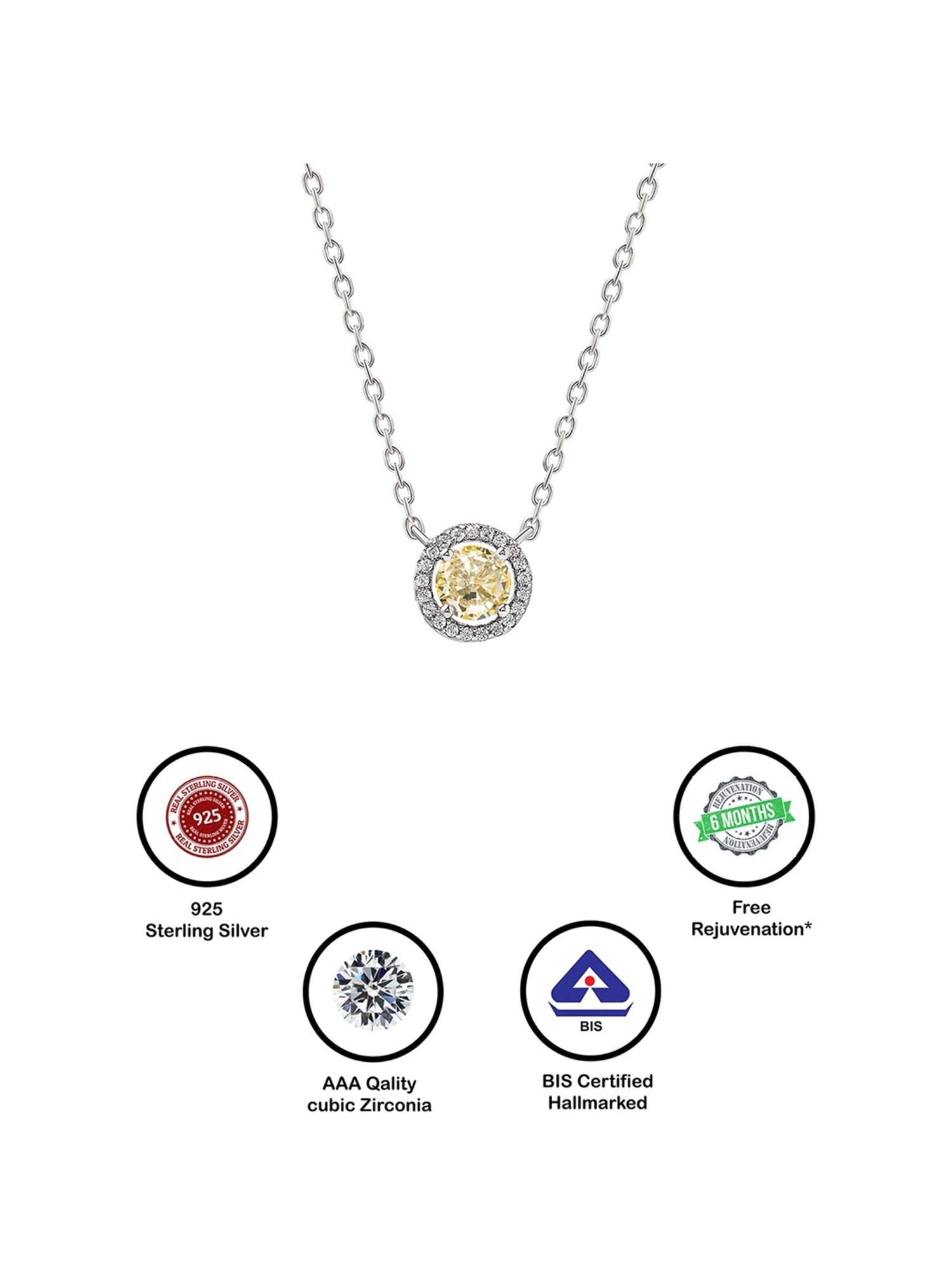 Silberry 92.5 Sterling Silver Miracle Yellow Necklace