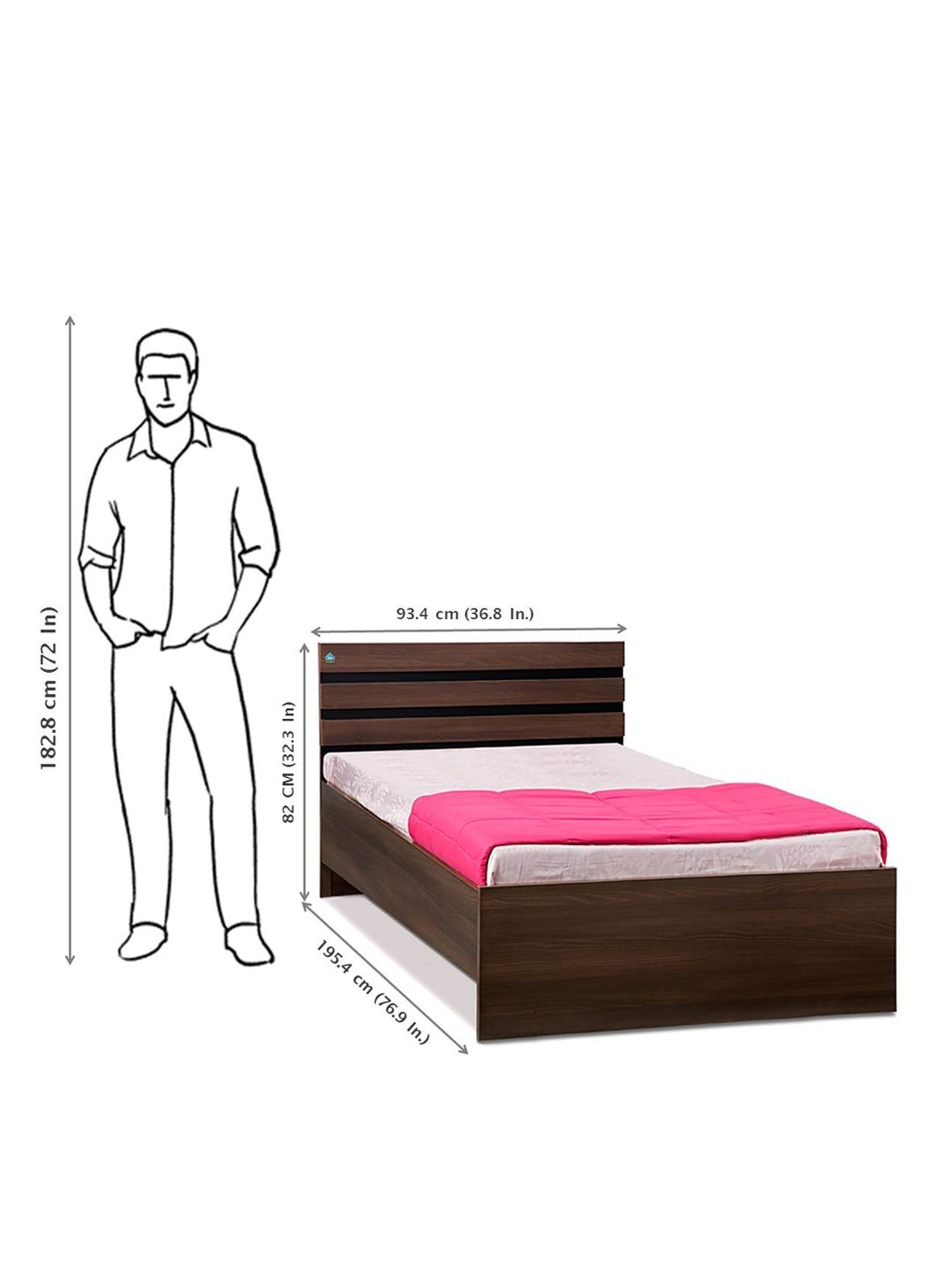 Delite Kom Cocoa Acacia Dark Engineered Wood Single Bed