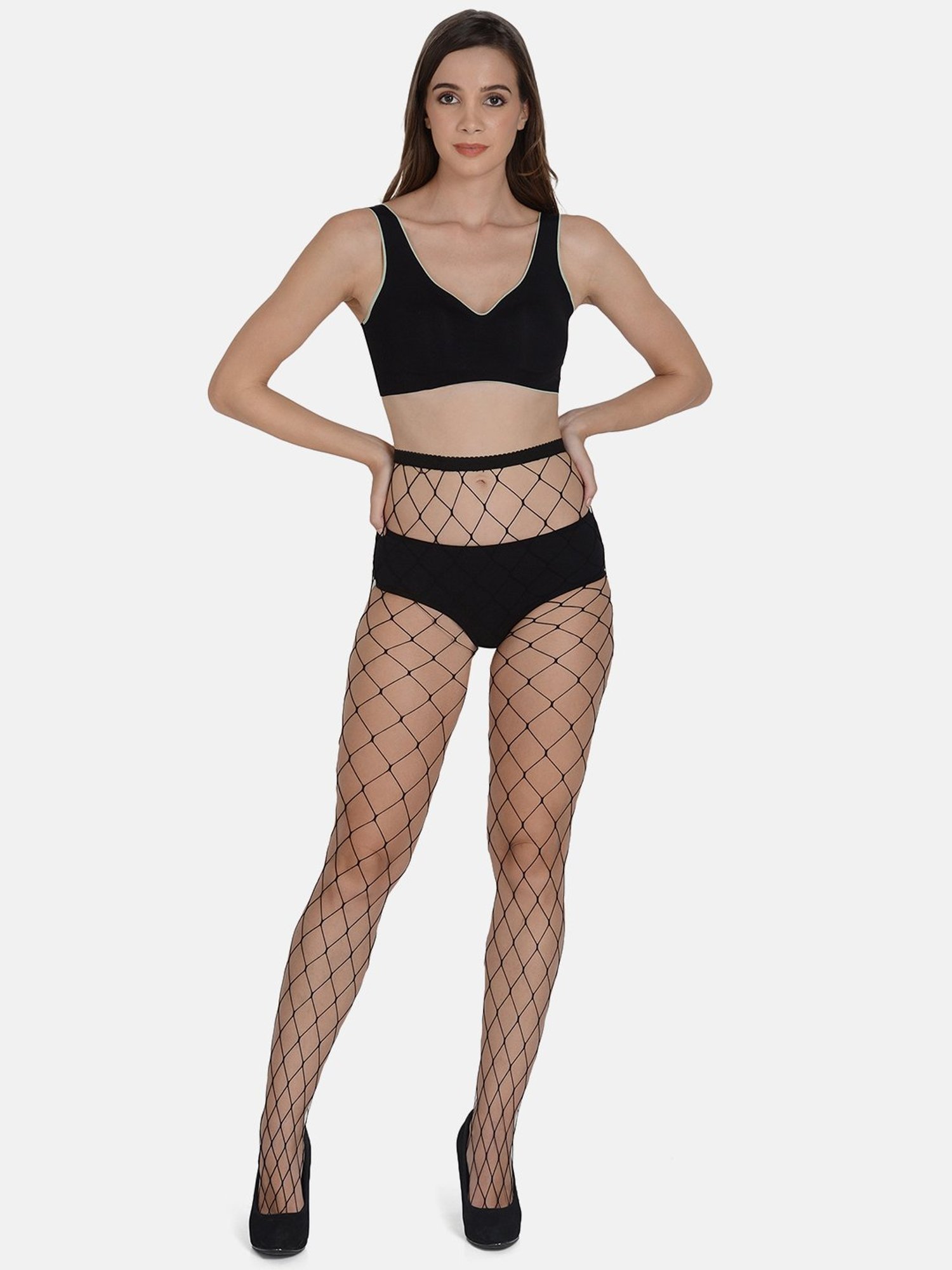mod & shy Black Fishnet Design Stockings