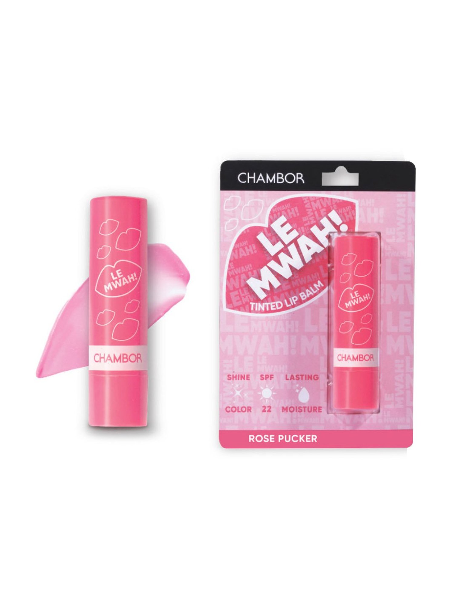 Chambor Le Mwah! Moisturising Tinted Lip Balm with Antioxidant & SPF22 Rose Pucker - 4.5 gm