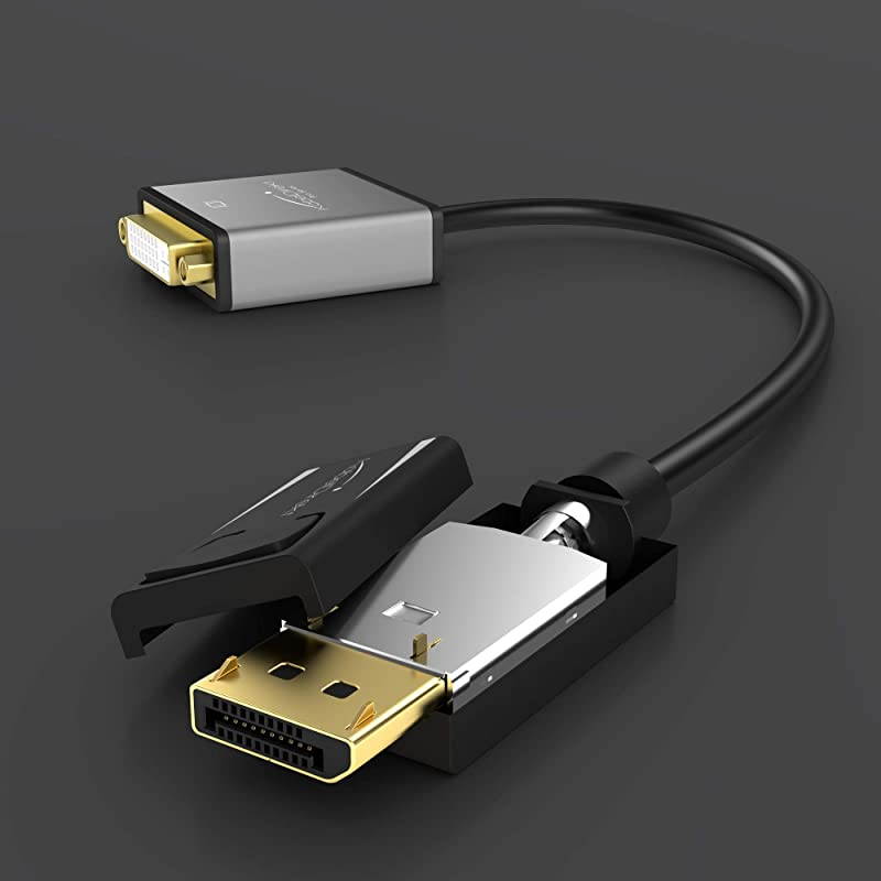 DisplayPort DP to DVI Adapter 6 Inches Maximum Resolution 4K 30Hz 24k GoldPlated Contacts Suitable for All Graphics Cards with DP Output to Projector Monitor with DVI Input