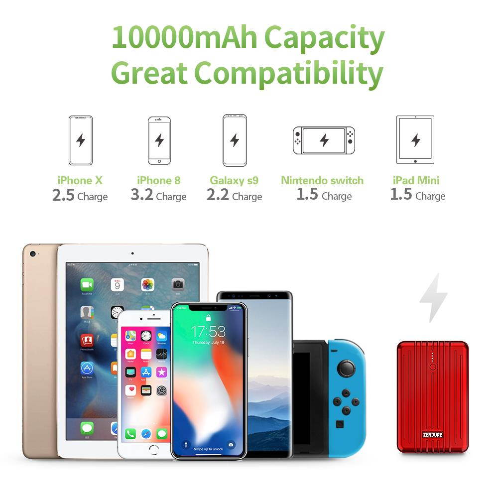 Zendure A3 PD 10,000 mAh Crush-Proof Portable Charger (Red)