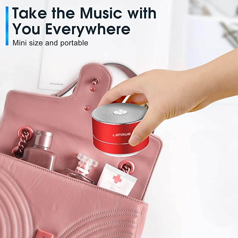 Portable Wireless Bluetooth Speaker with BuiltinMicHandsfree CallAUX LineTF CardHD Sound and Bass for iPhone Ipad Android Smartphone and More Red