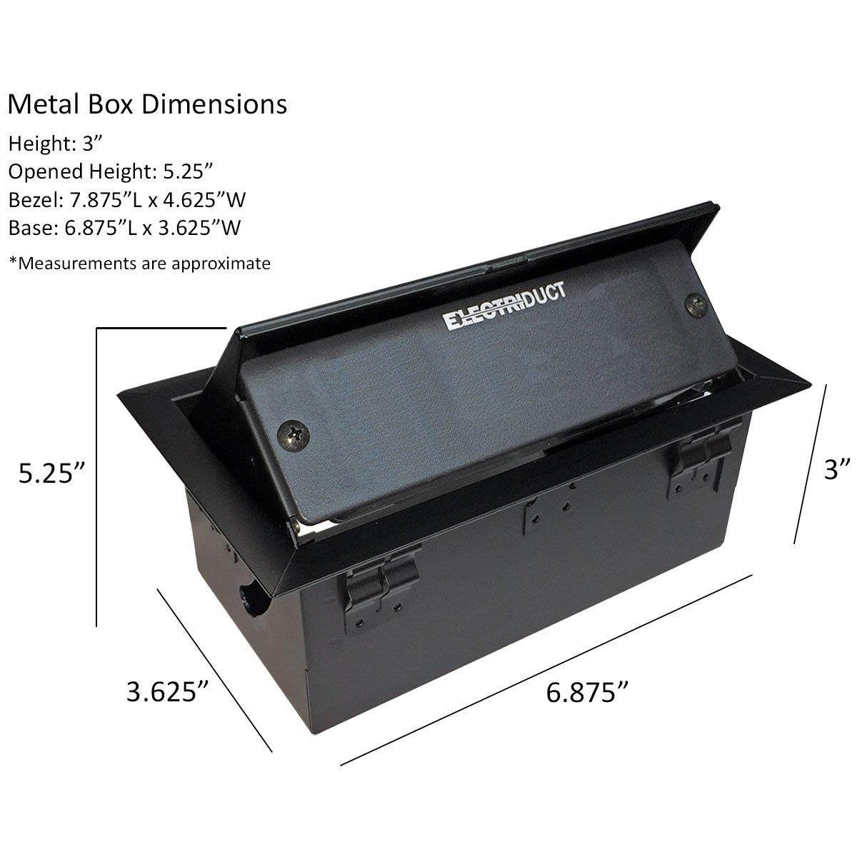 Hidden Pop Up Power and Data Center - 2 AC Outlets, 2 USB, 2 RJ45 (Black)