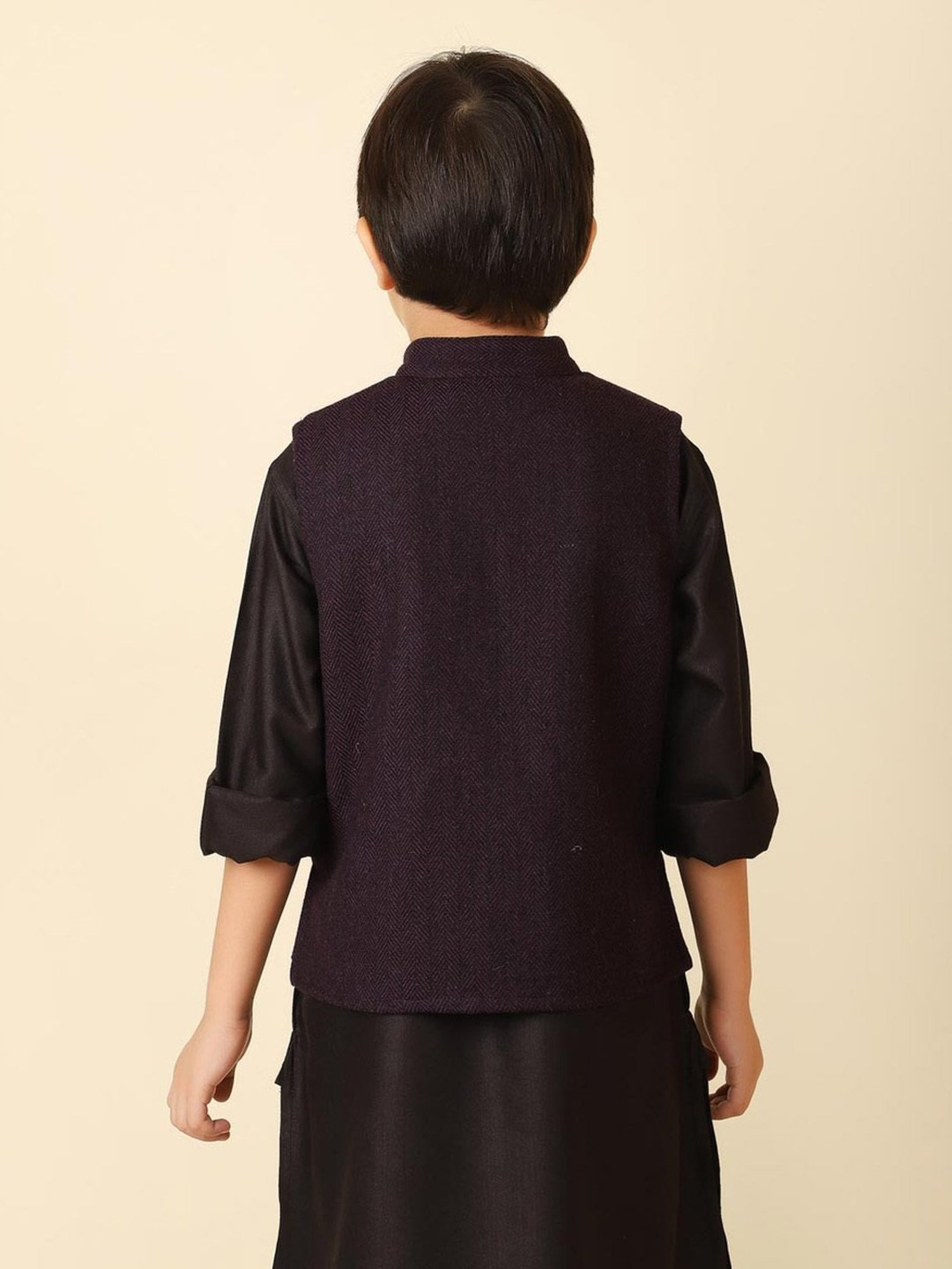 Fabindia Kids Purple Regular Fit Nehru Jacket