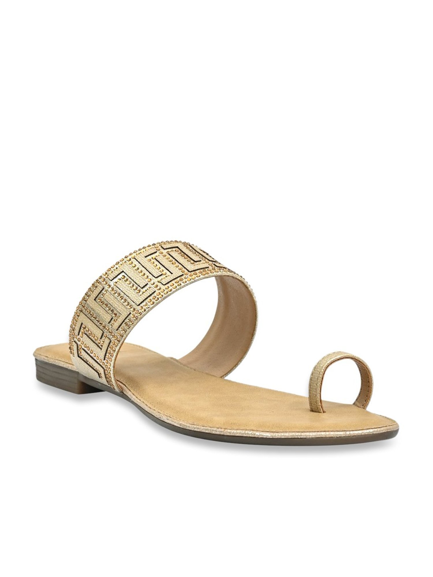 Jove Women's Golden Toe Ring Sandals