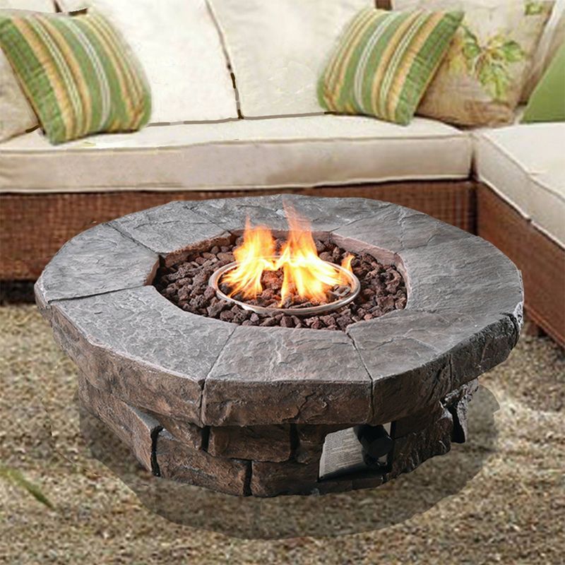 Outdoor Round Stone Propane Gas Fire Pit - Peaktop
