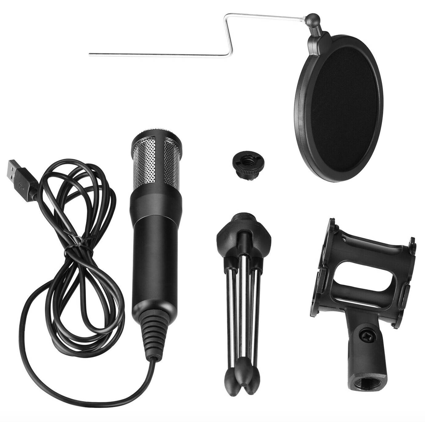 USB Condenser Microphone w/ Tripod Stand For Game Chat Audio Recording Computer