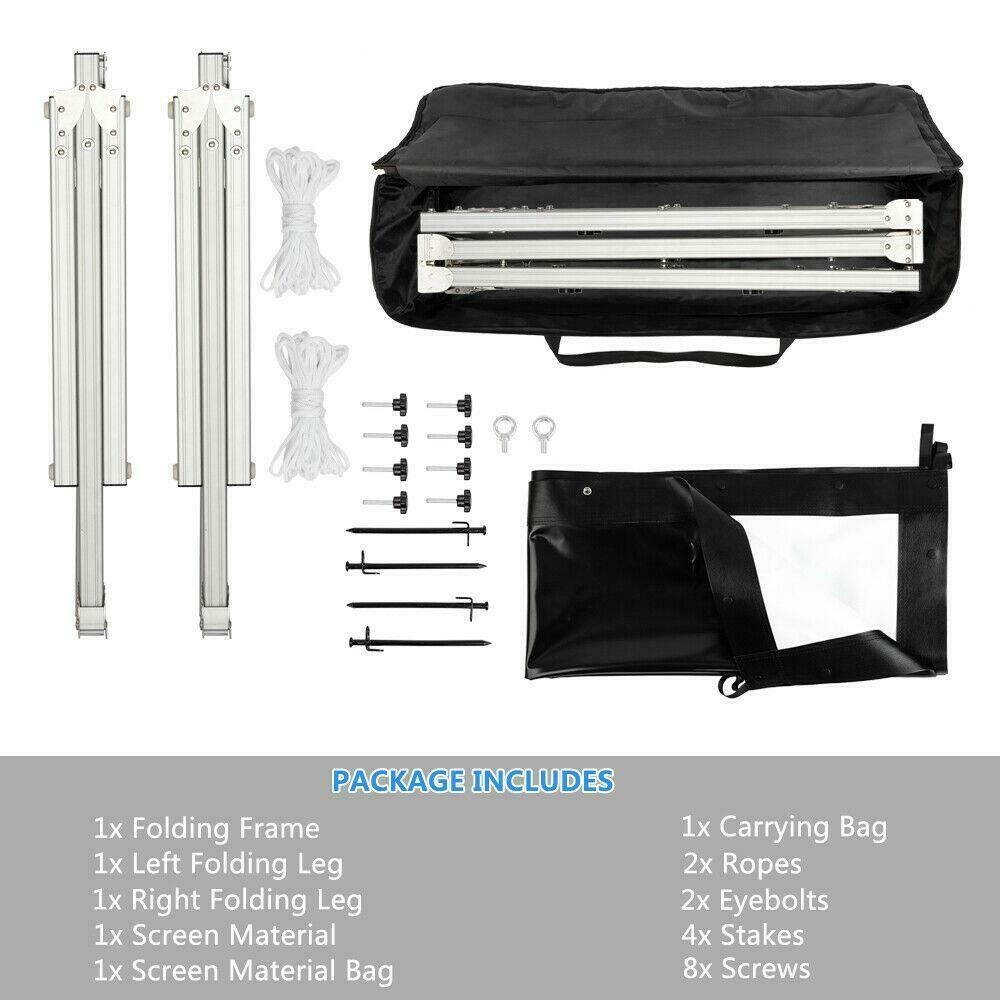120" Fast Folding 4K 3D Projector Screen Stand Movie Projection and Carry Bag