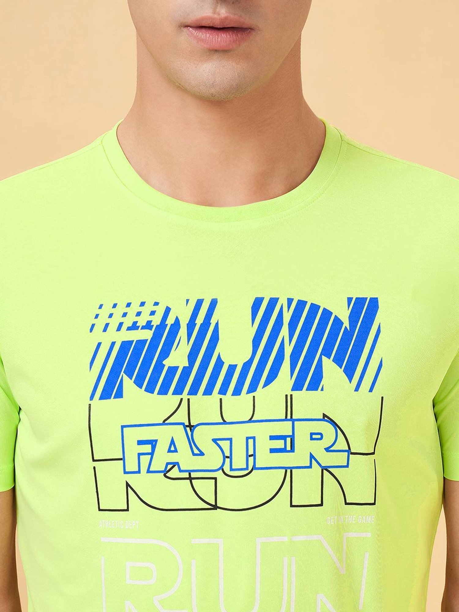 Ajile By Pantaloons Neon Green Slim Fit Printed T-Shirt