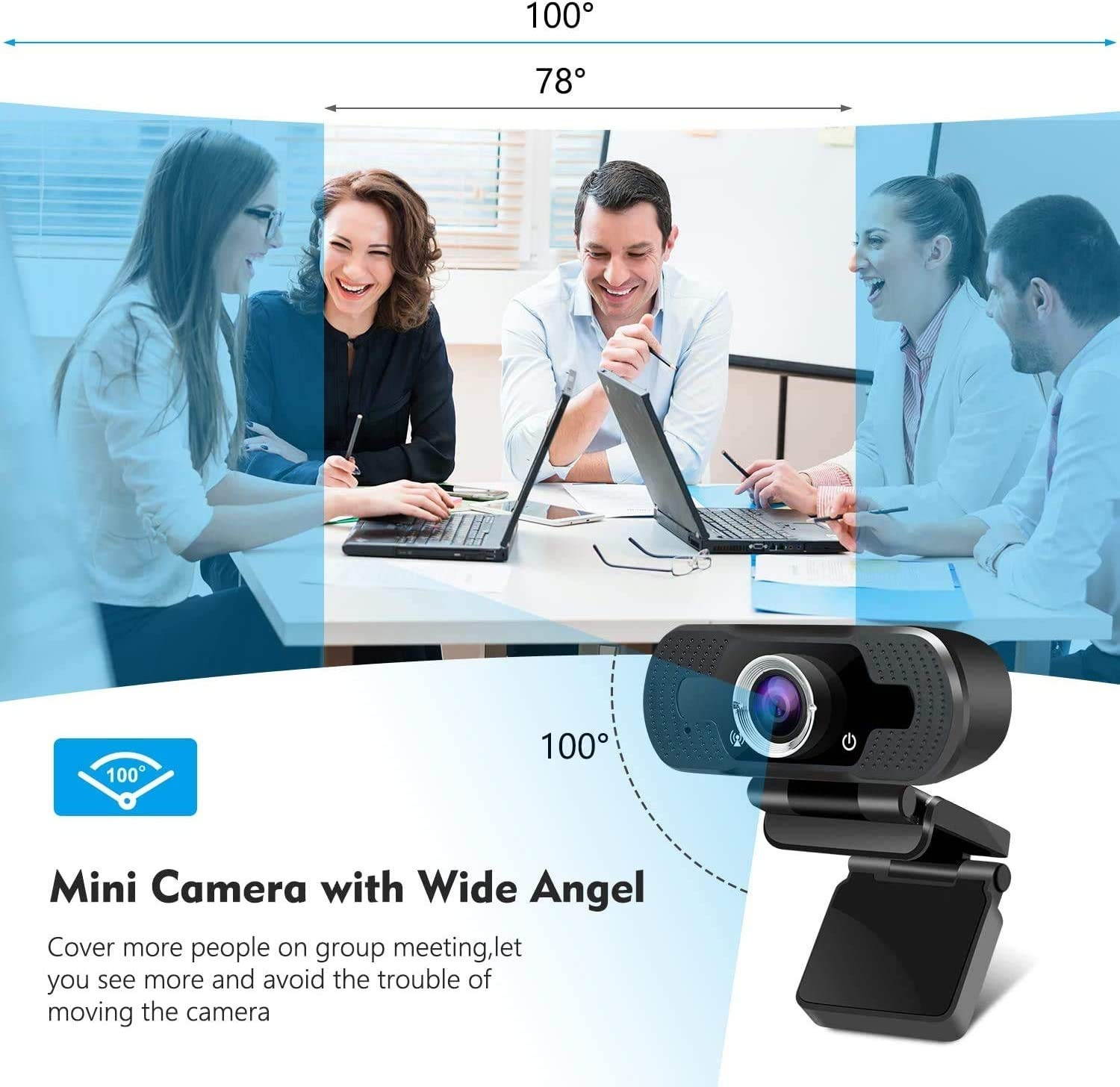 1080P Webcam with Microphone, HD PC Webcam USB Mini Computer Camera Built-in Microphone, USB Web Camera for Live Streaming, Video Calling and Recording, Web Cameras for Computers