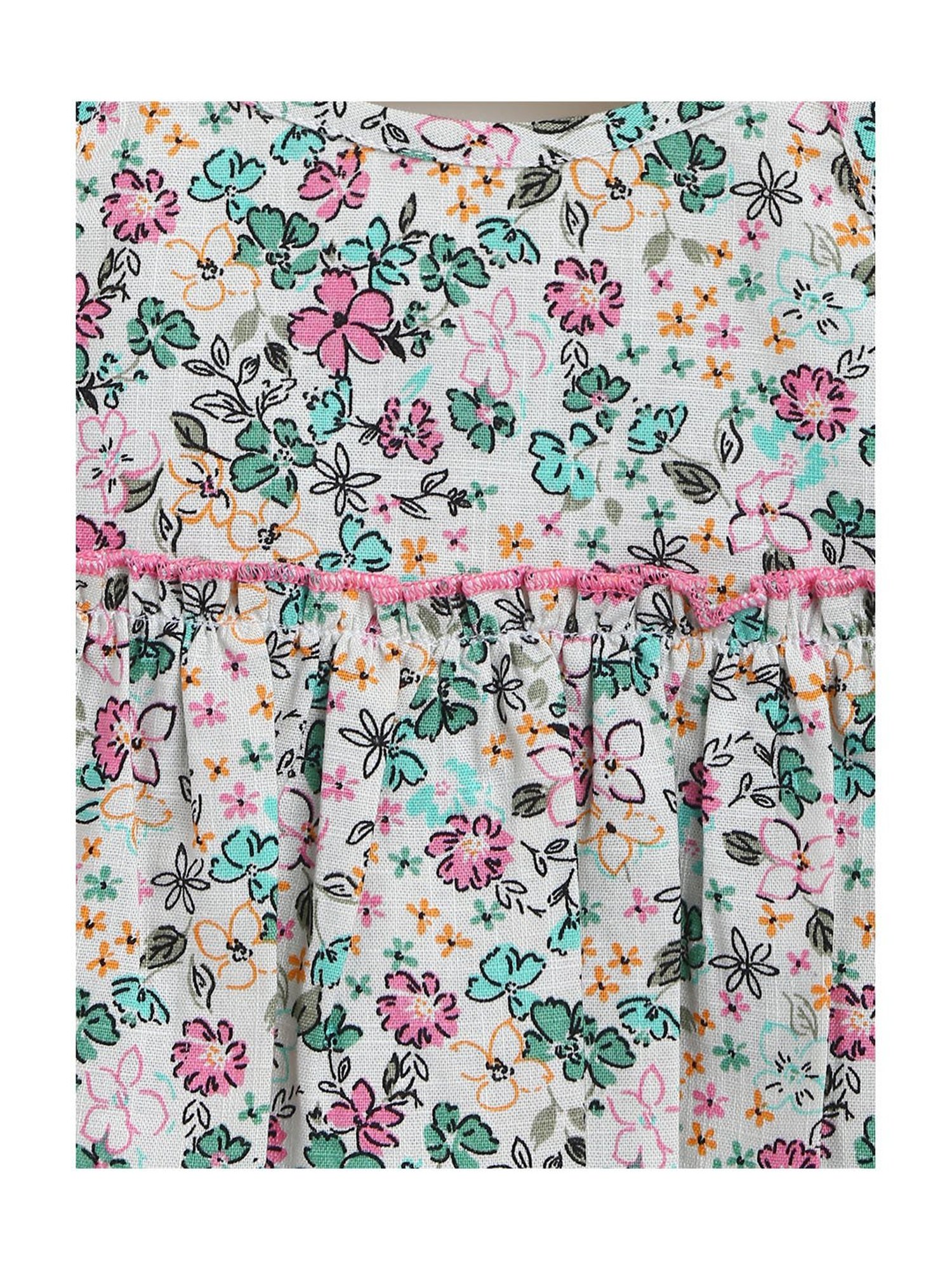 Nauti Nati Kids White & Pink Floral Print Top with Shorts