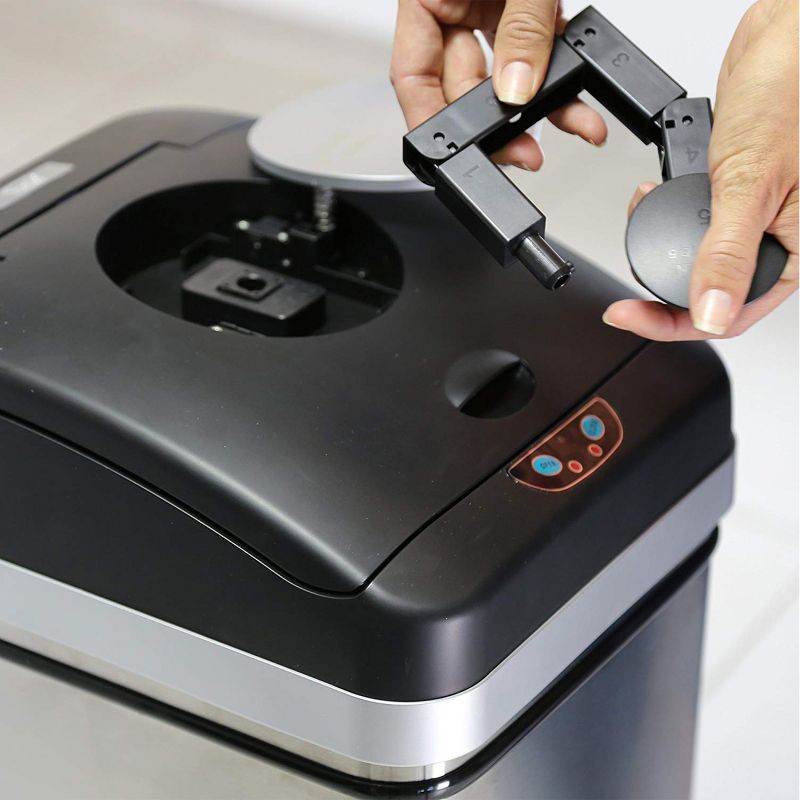 iTouchless Sensor Kitchen Trash Can with Built-In Compactor and AbsorbX Odor Filter 13 Gallon Silver Stainless Steel