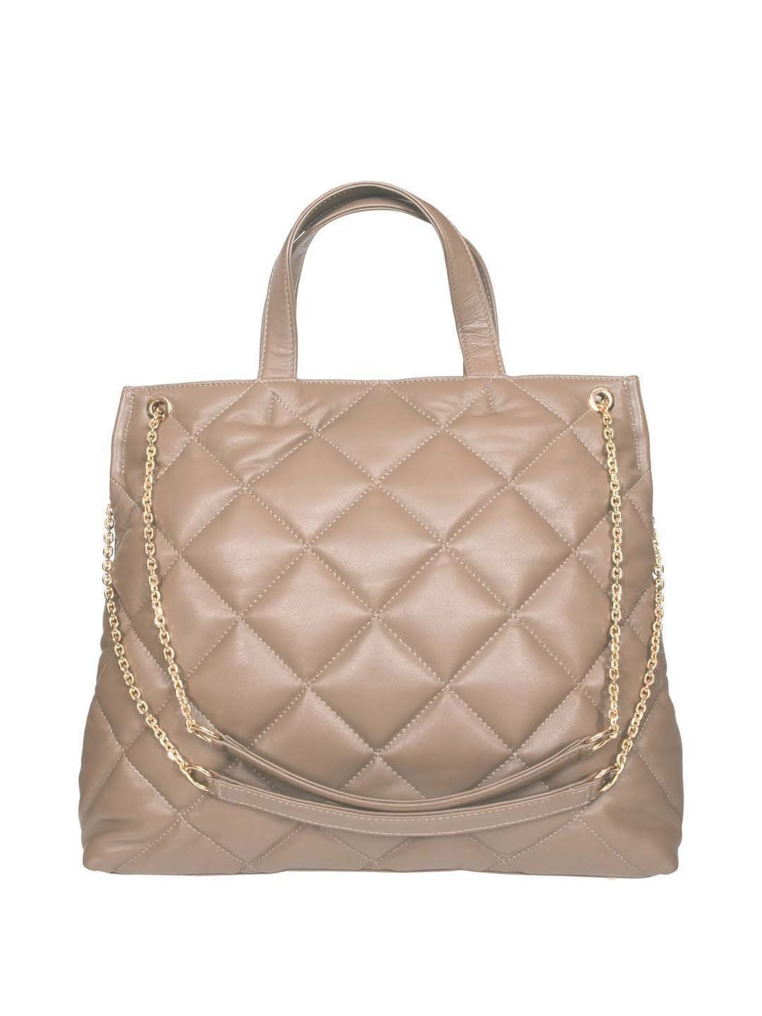 SASSORA Khaki Quilted Large Shoulder Bag