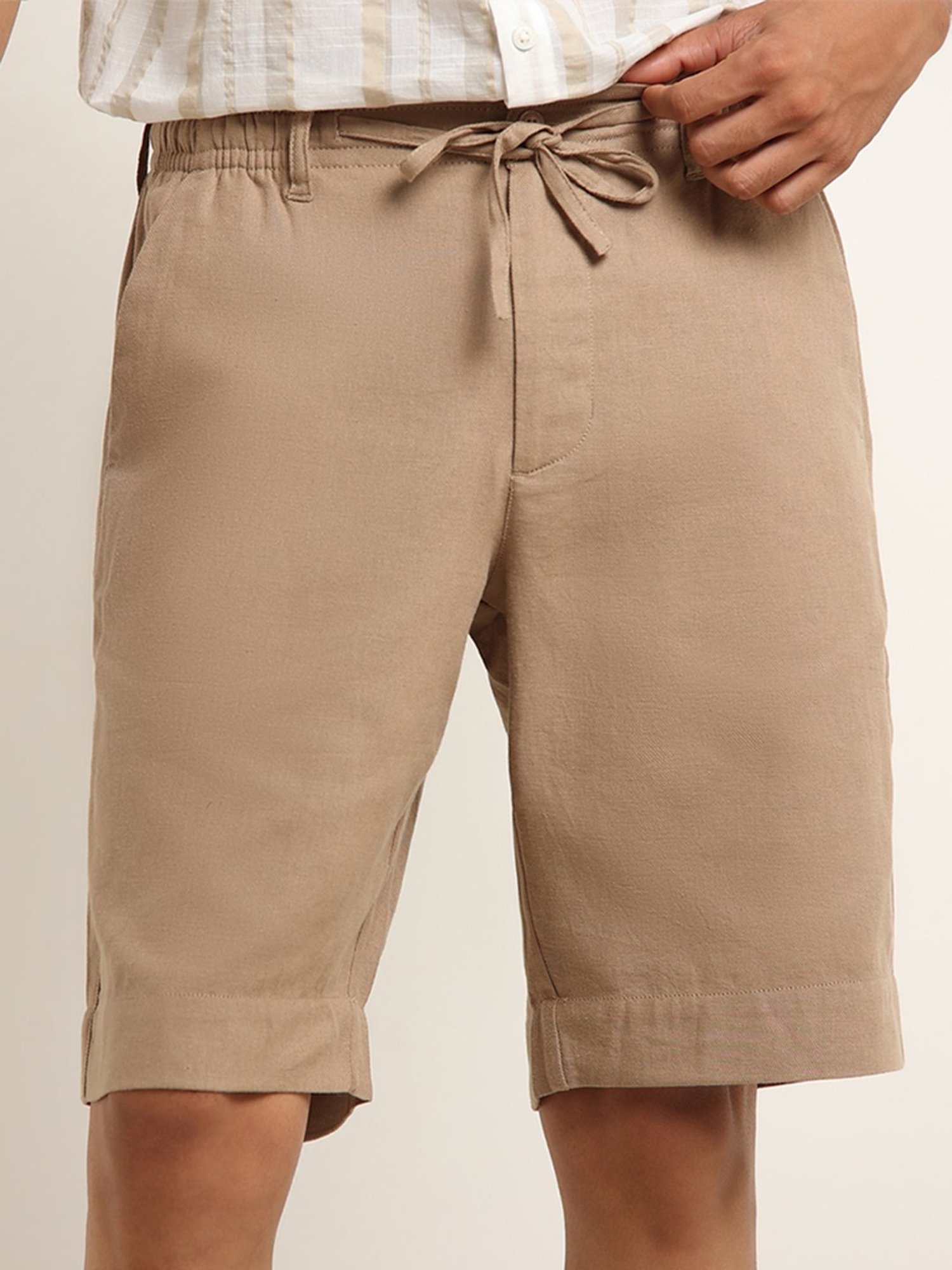 ETA by Westside Taupe Mid Rise Relaxed Fit Shorts