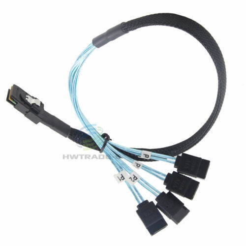 2Pcs Mini SAS SFF-8087 36Pin to 4 SATA 7Pin HD Splitter Breakout Cable 50cm Blue