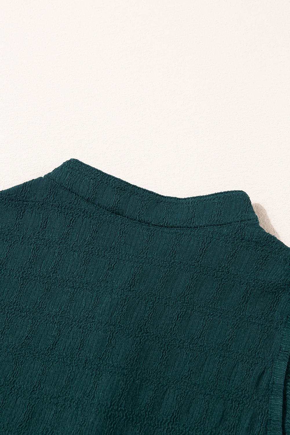 Sea Green Textured Split V Neck Sleeveless Shirt