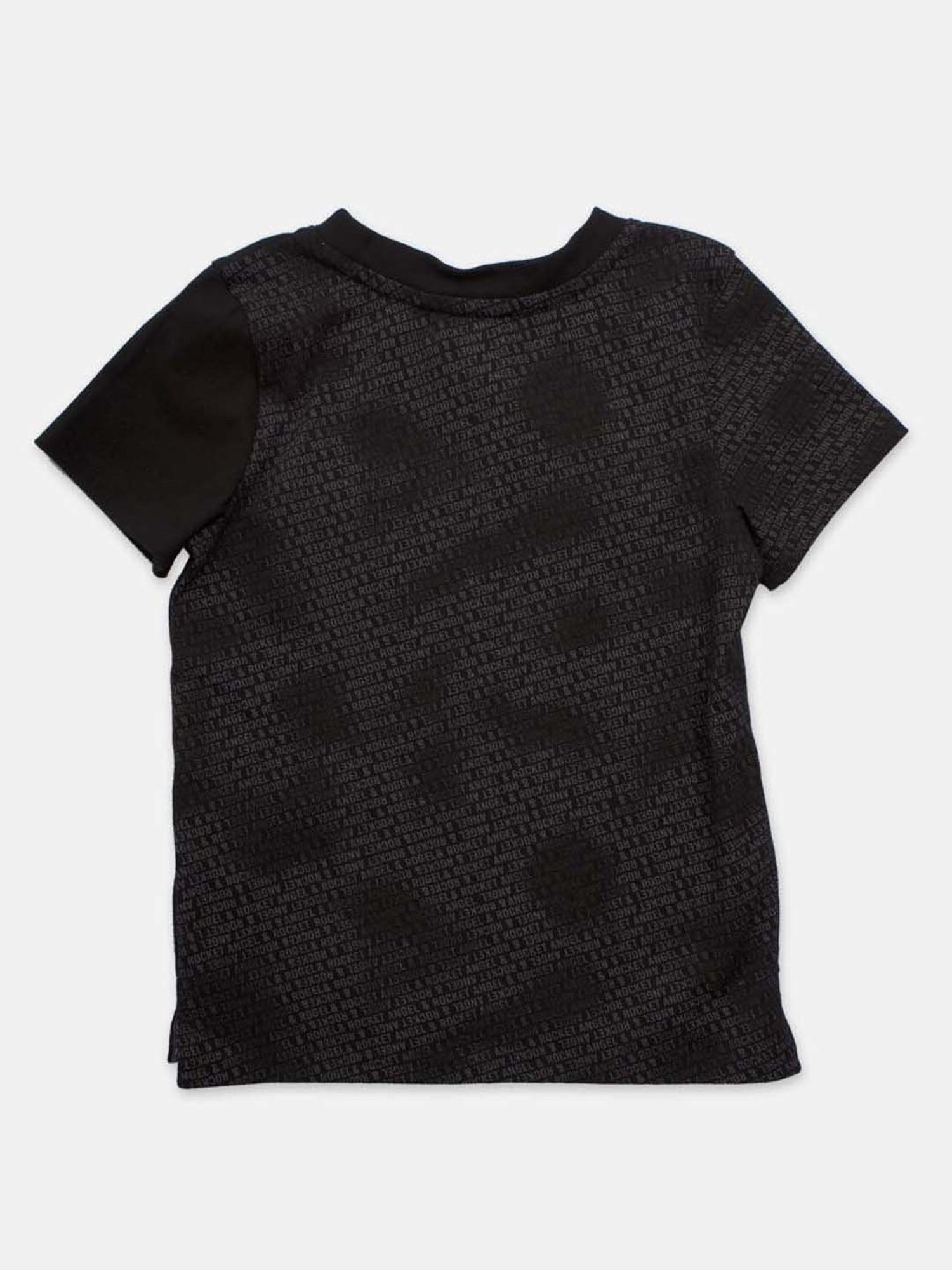Angel & Rocket Kids Black Cotton Printed T-Shirt