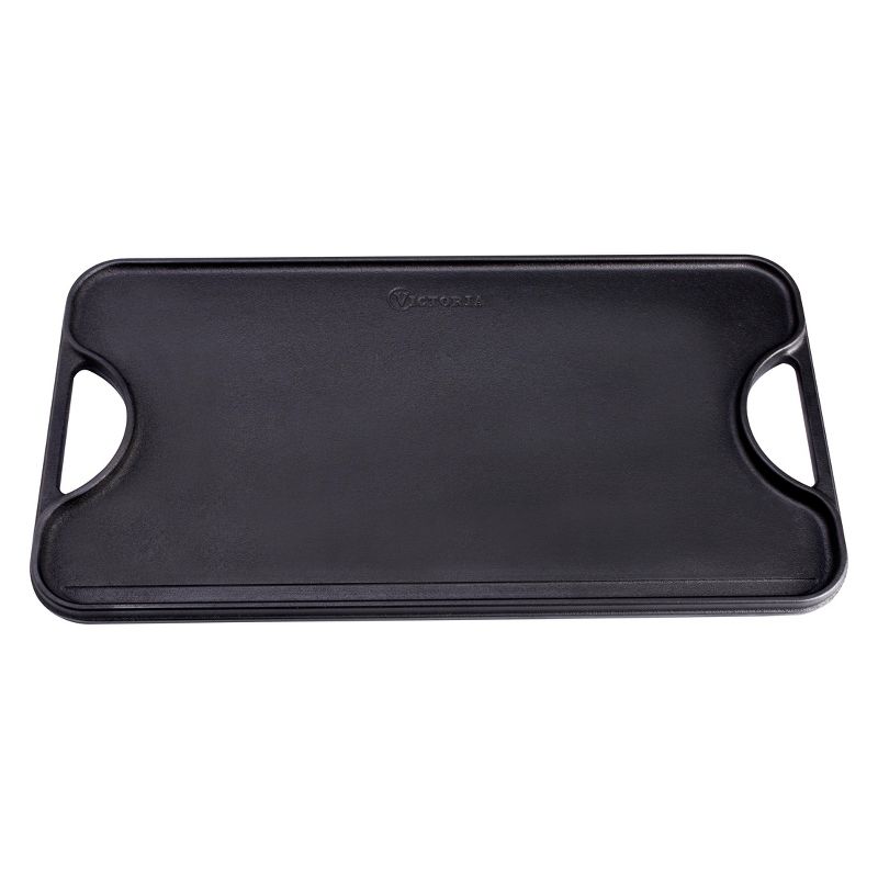 Victoria Cast Iron Large Reversible Rectangular Griddle 17"X9" Black