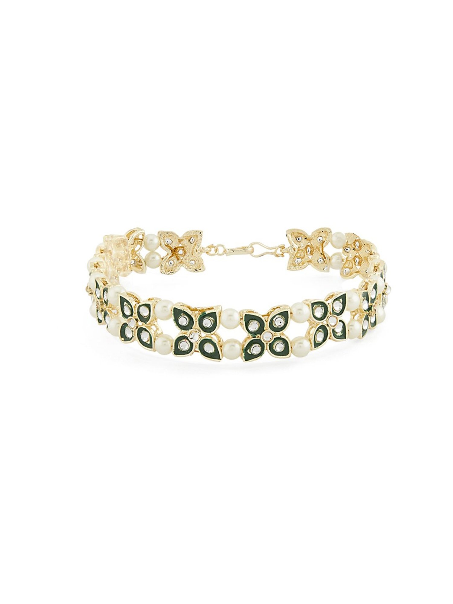 Zaveri Pearls Green Meenakari Flowers Traditional Kundan Head Chain-ZPFK13530