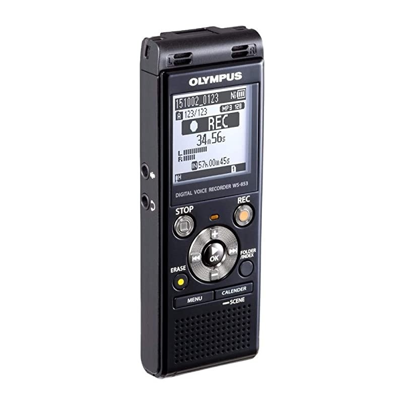 WS-853 Digital Voice Recorder (Black) with Hard-Case Bundle (3 Items)
