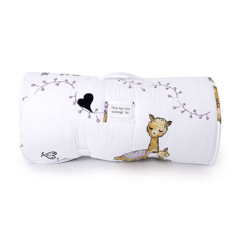 JumpOff Jo Toddler Nap Mat - Children's Sleeping Bag with Removable Pillow for Preschool, Daycare, and Sleepovers - 43 x 21 Inches - Llama and Mama