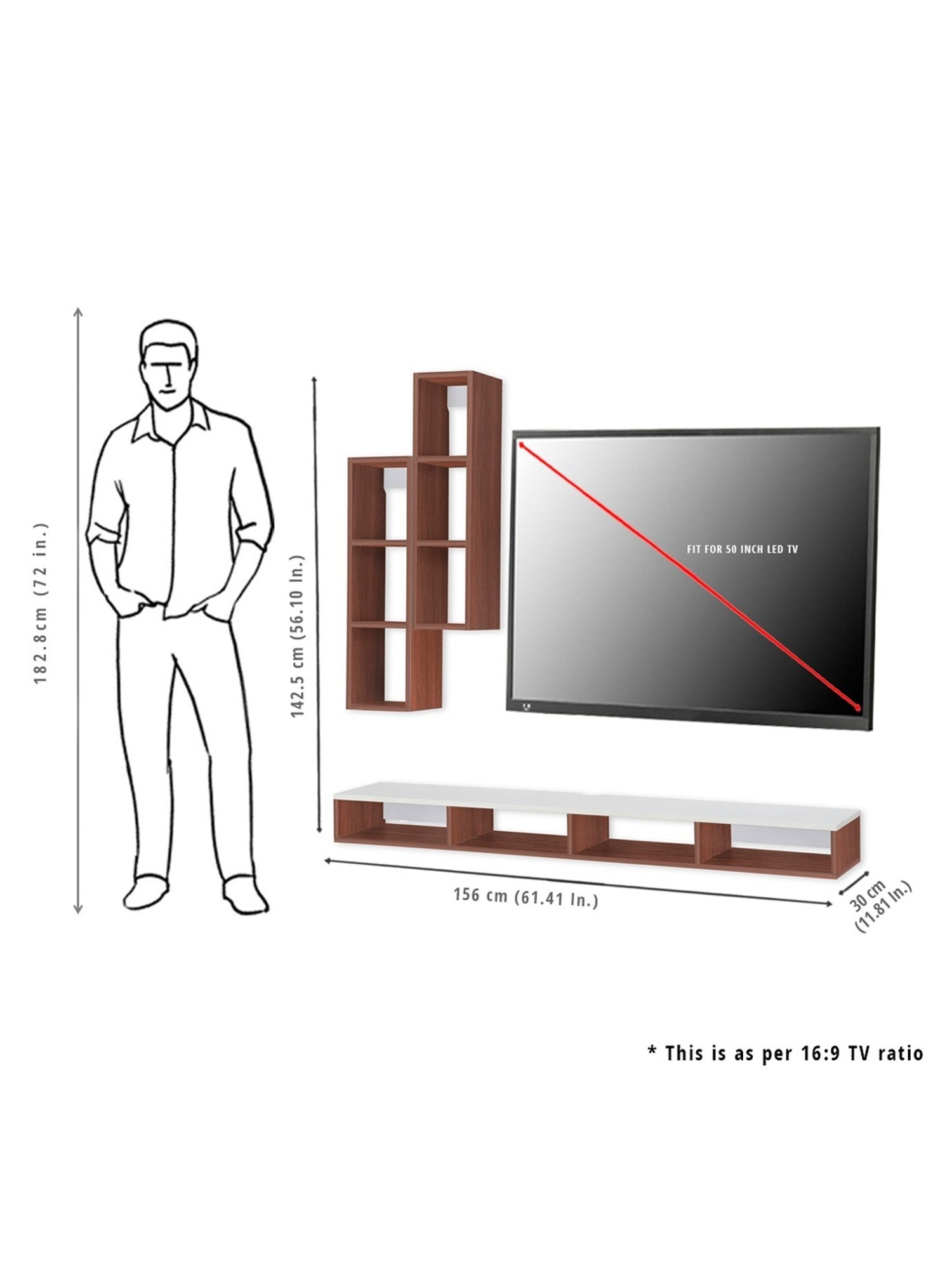 Delite Kom Flex Flowery Wenge & Acacia Dark Engineered Wood TV Entertainment Unit
