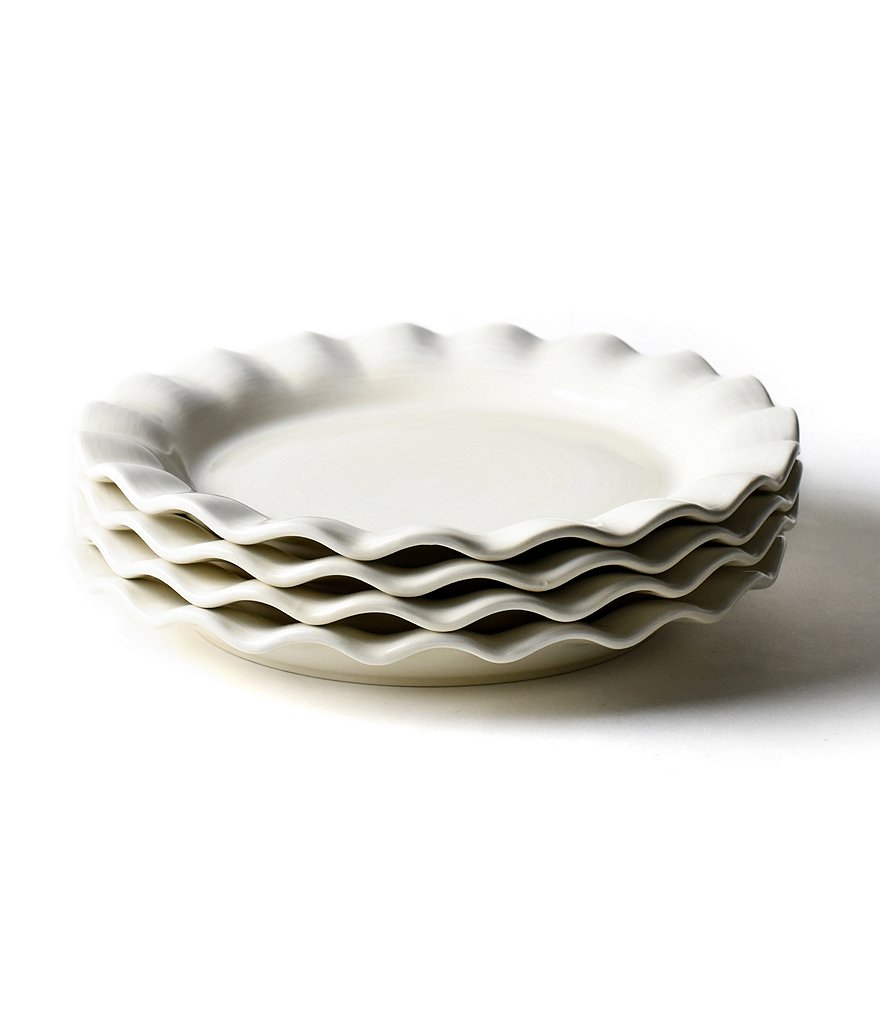 Coton Colors Signature White Ruffle Dinner Plate Set of 4