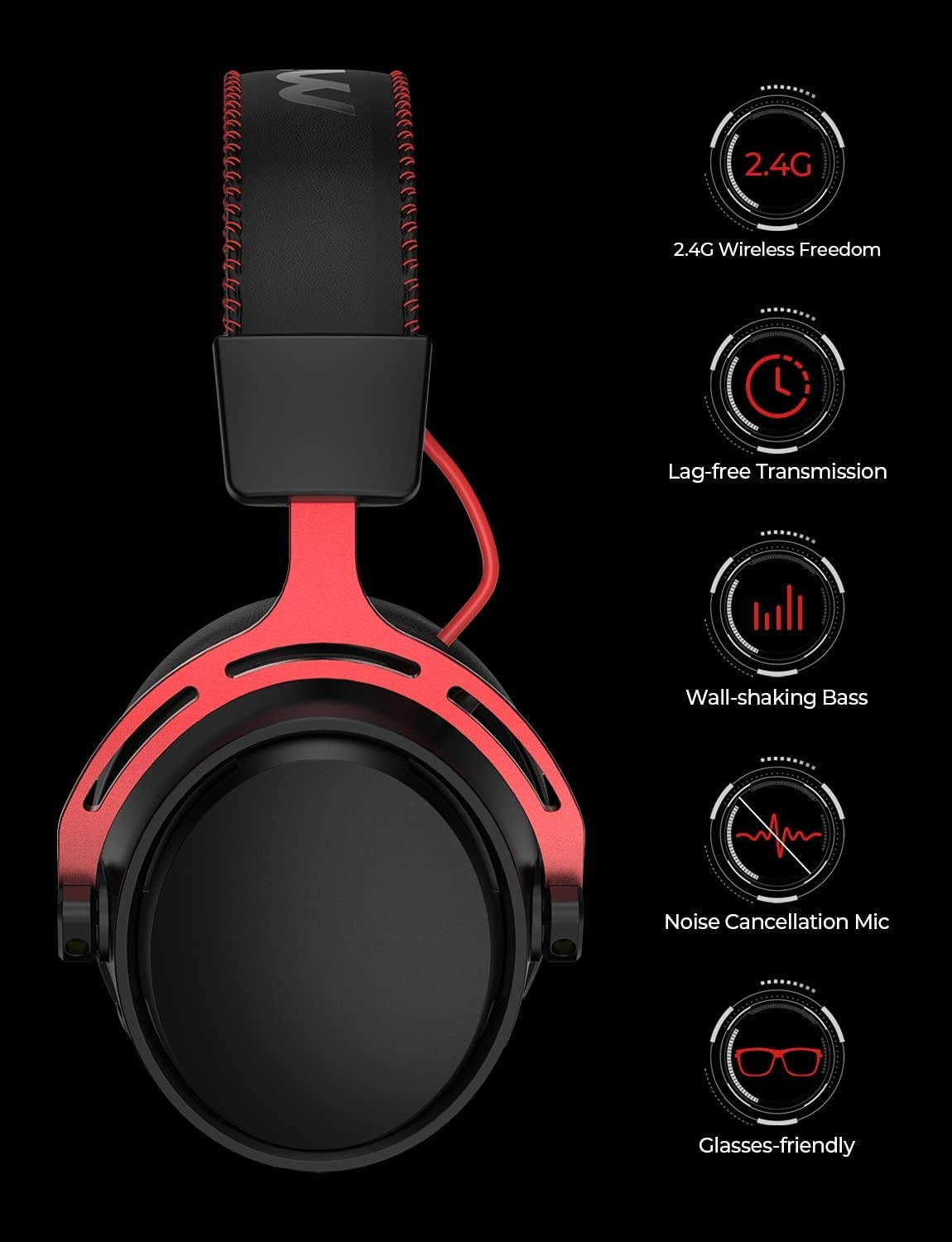 Wireless Gaming Headset for PS5/PS4/PC Computer Headset with Dual Chamber Driver, Up to 17 Hours of Use, Noise Cancelling Mic, 3D Bass, Ultra Light Over-Ear Gaming Headphones for Switch