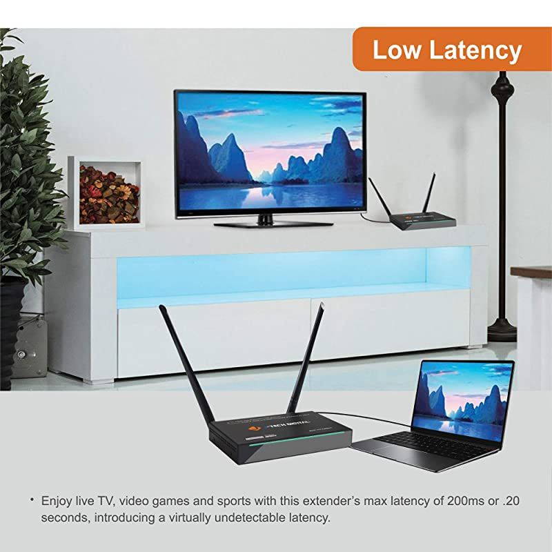 Wireless HDMI Extender 1080p Transmitter & Receiver Kit Auto-Select Frequencies with no Interference, up to 660 ft and IR Remote Extension (up to 5 Pairs in 1 Area) [JTECH-WEX310]