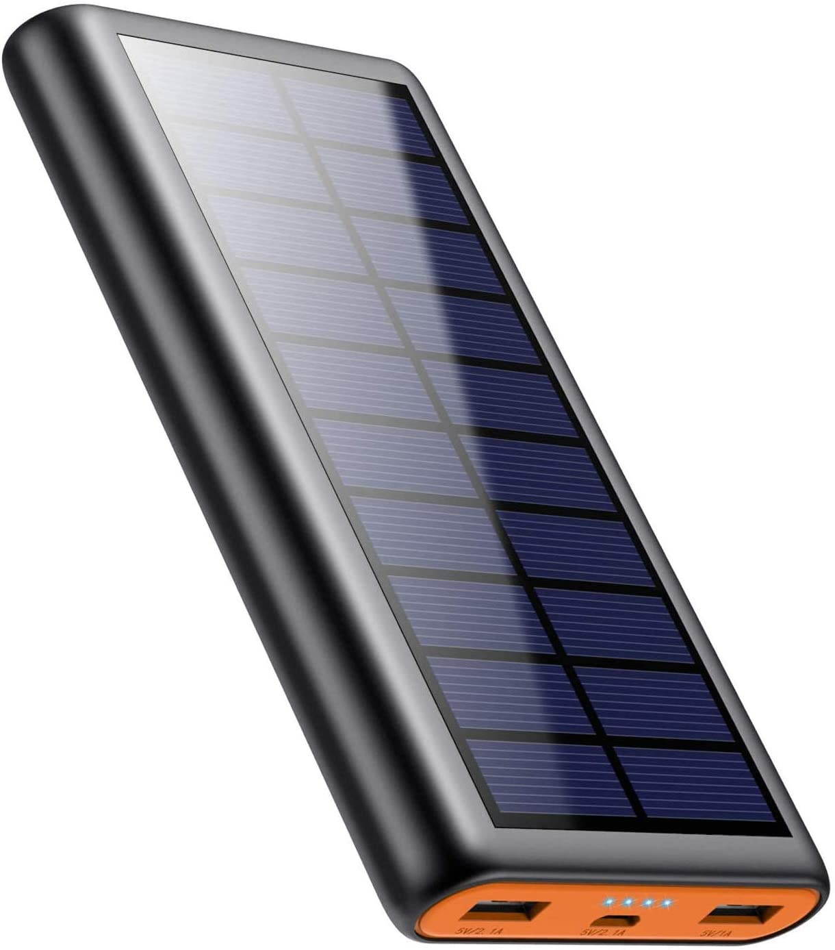 Solar Charger Power Bank 26800mah, 2 USB Output Fast Phone Portable Charger Power Bank Cell Phone Solar Battery Bank Pack External Backup Pack for iPhone, Samsung Galaxy Android, iPad Tablet